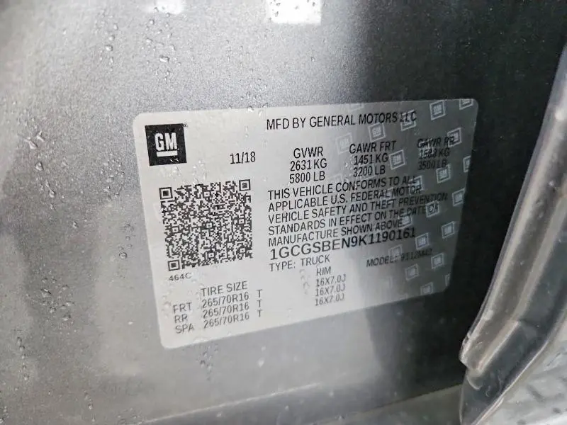 2019 CHEVROLET COLORADO   