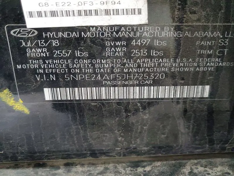 2018 HYUNDAI SONATA SE  