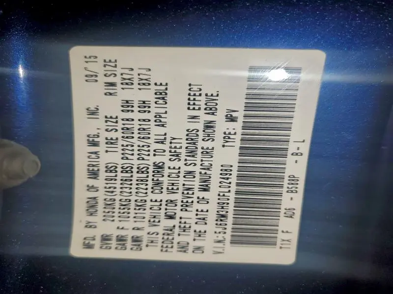 2015 HONDA CR-V TOURING  