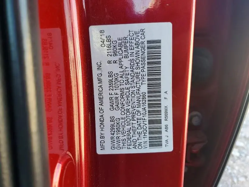 2018 HONDA ACCORD LX  