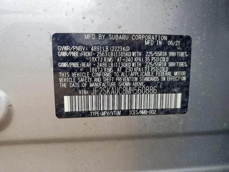 2021 SUBARU FORESTER LIMITED  