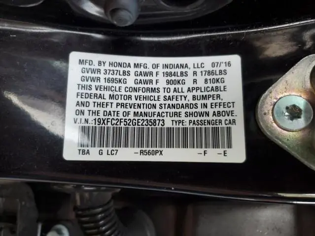 2016 HONDA CIVIC LX