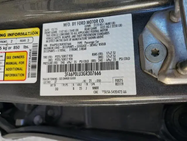 2016 FORD FUSION SE HYBRID  