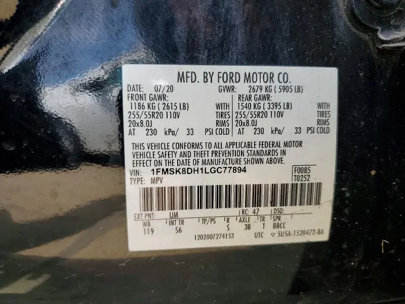 2020 FORD EXPLORER XLT  