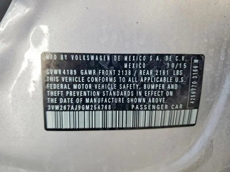 2016 VOLKSWAGEN JETTA S  