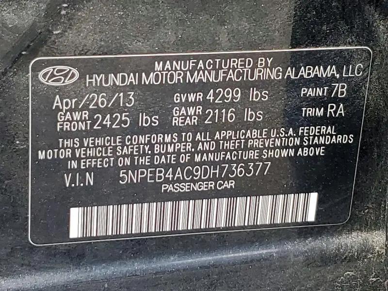 2013 HYUNDAI SONATA GLS  