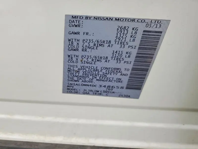 2013 INFINITI JX35 BASE  