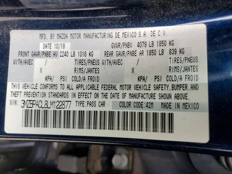 2020 MAZDA 3 SELECT  
