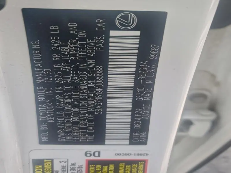 2021 LEXUS ES 350 BASE  