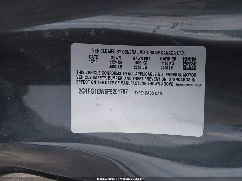 2015 CHEVROLET CAMARO 1SS