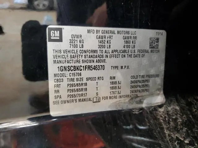 2015 CHEVROLET TAHOE C1500 LT  