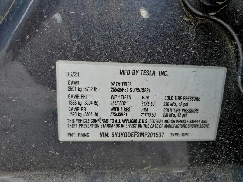 2021 TESLA MODEL Y   