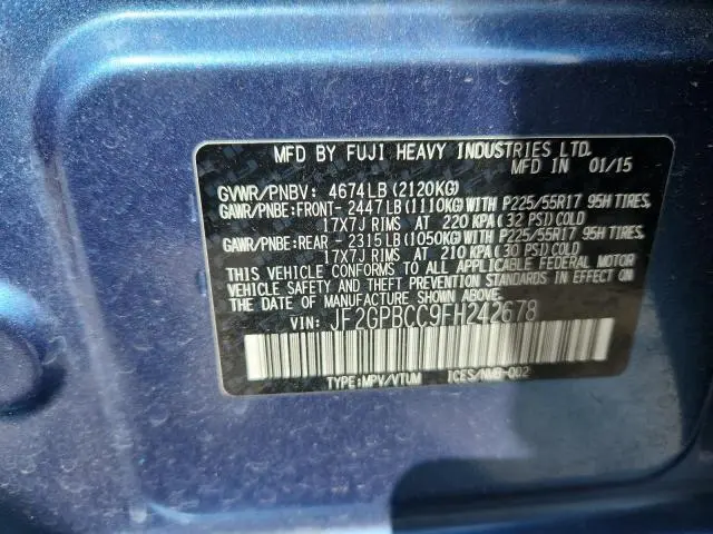 2015 SUBARU XV CROSSTREK 2.0I HYBRID  