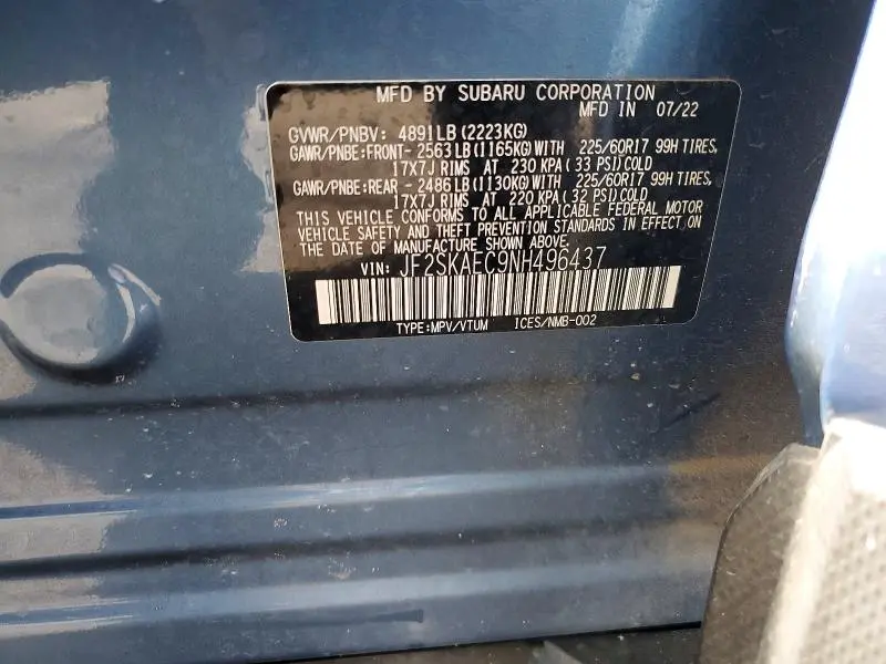 2022 SUBARU FORESTER PREMIUM  