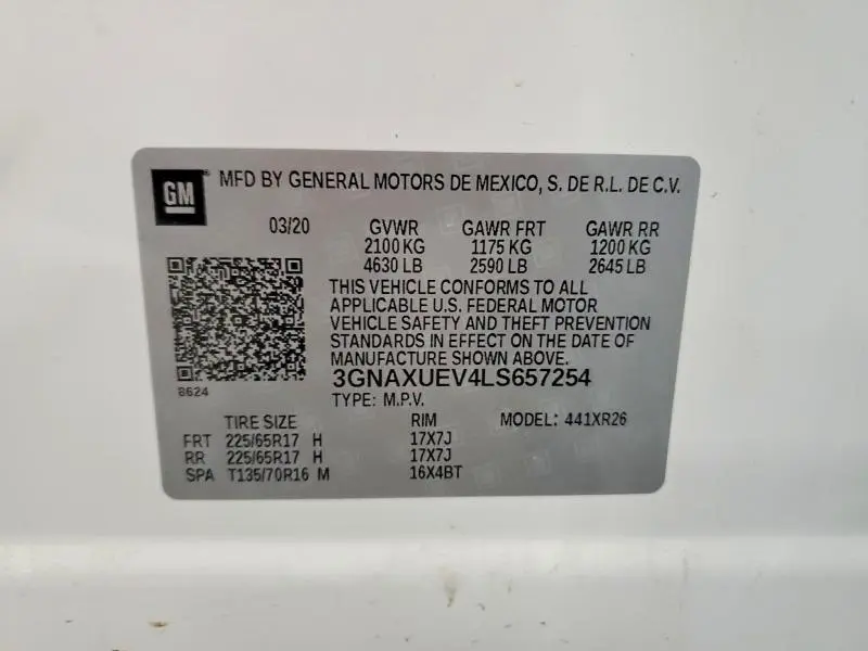 2020 CHEVROLET EQUINOX LT  