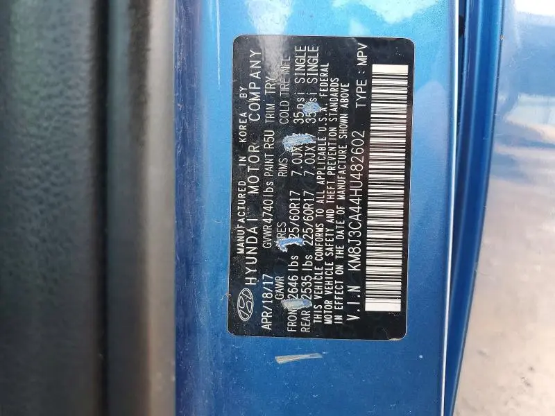 2017 HYUNDAI TUCSON SE PLUS  