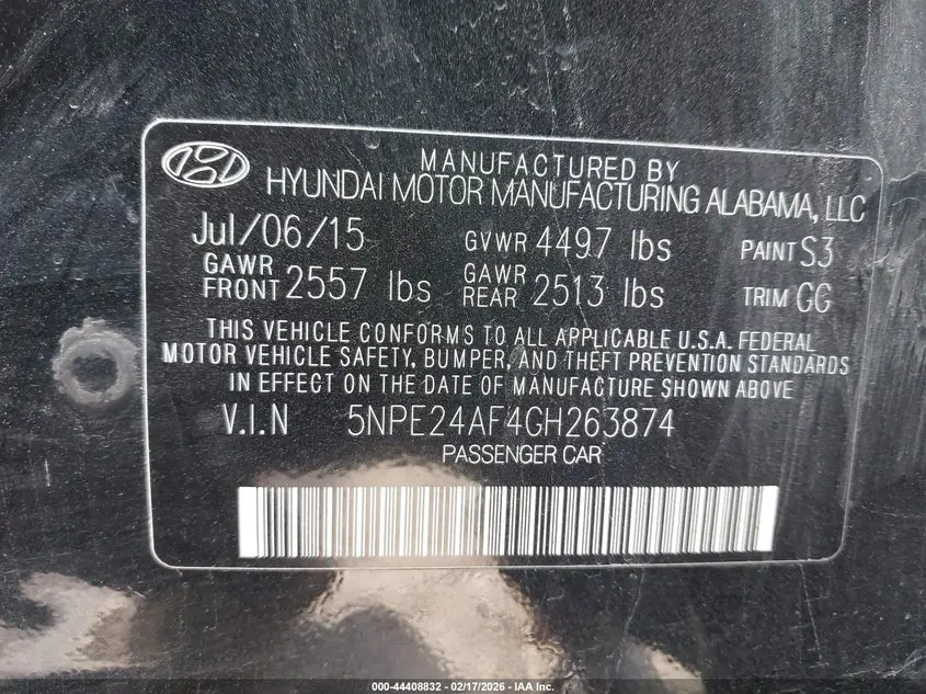 2016 HYUNDAI SONATA SE
