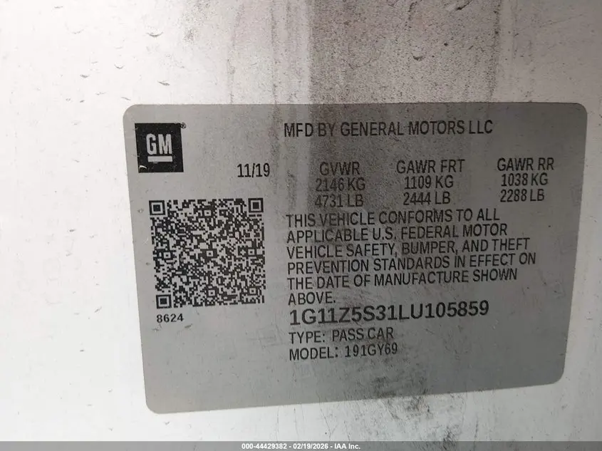 2020 CHEVROLET IMPALA FWD LT