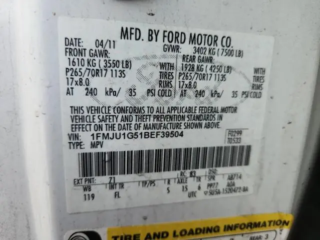 2011 FORD EXPEDITION XL  