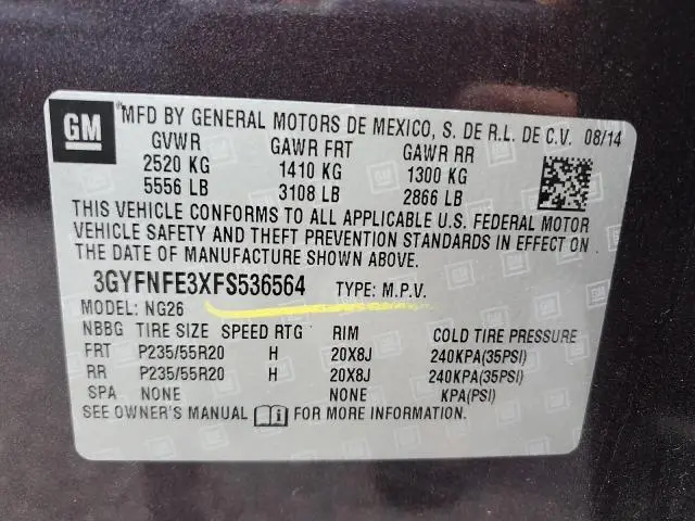 2015 CADILLAC SRX PERFORMANCE COLLECTION  