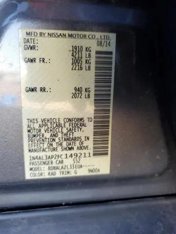 2015 NISSAN ALTIMA 2.5  