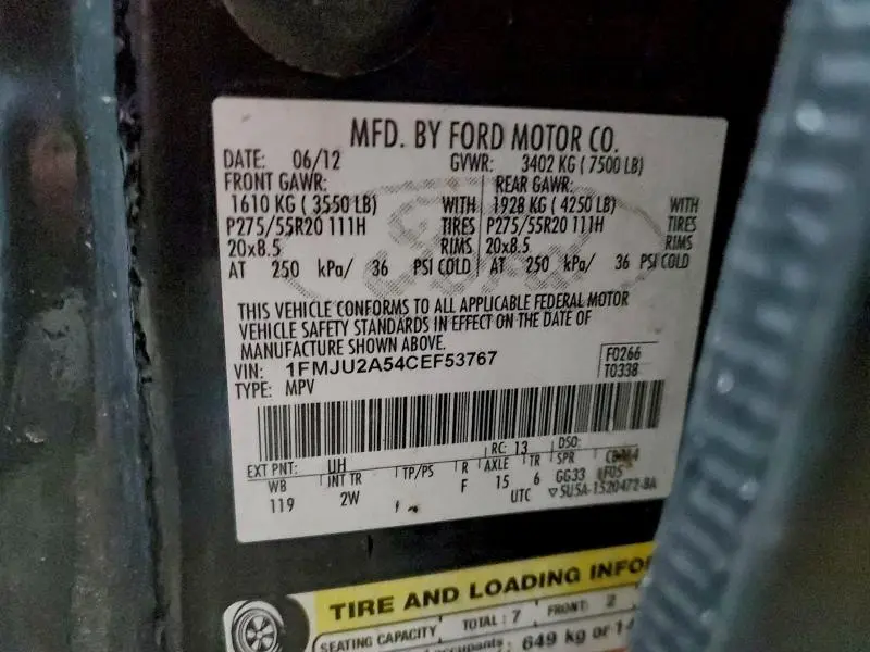 2012 FORD EXPEDITION LIMITED  