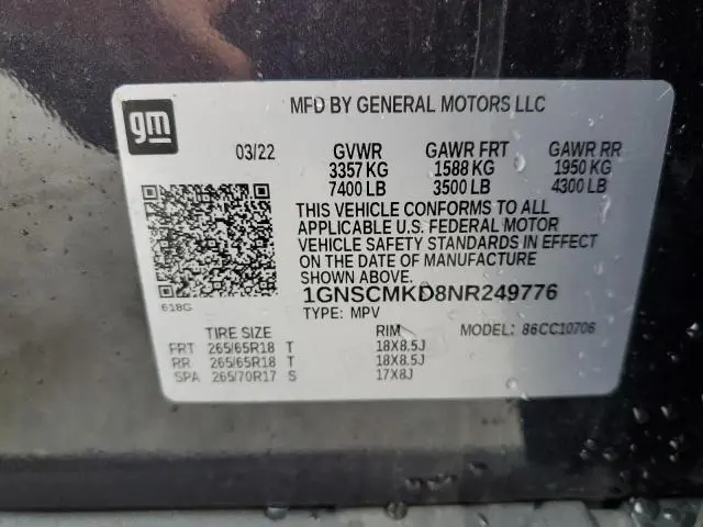 2022 CHEVROLET TAHOE C1500 LS  