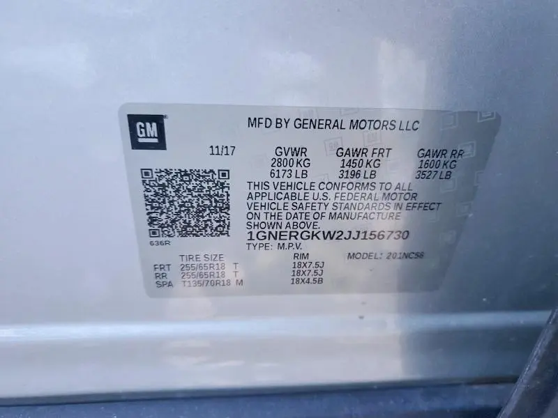 2018 CHEVROLET TRAVERSE LT  