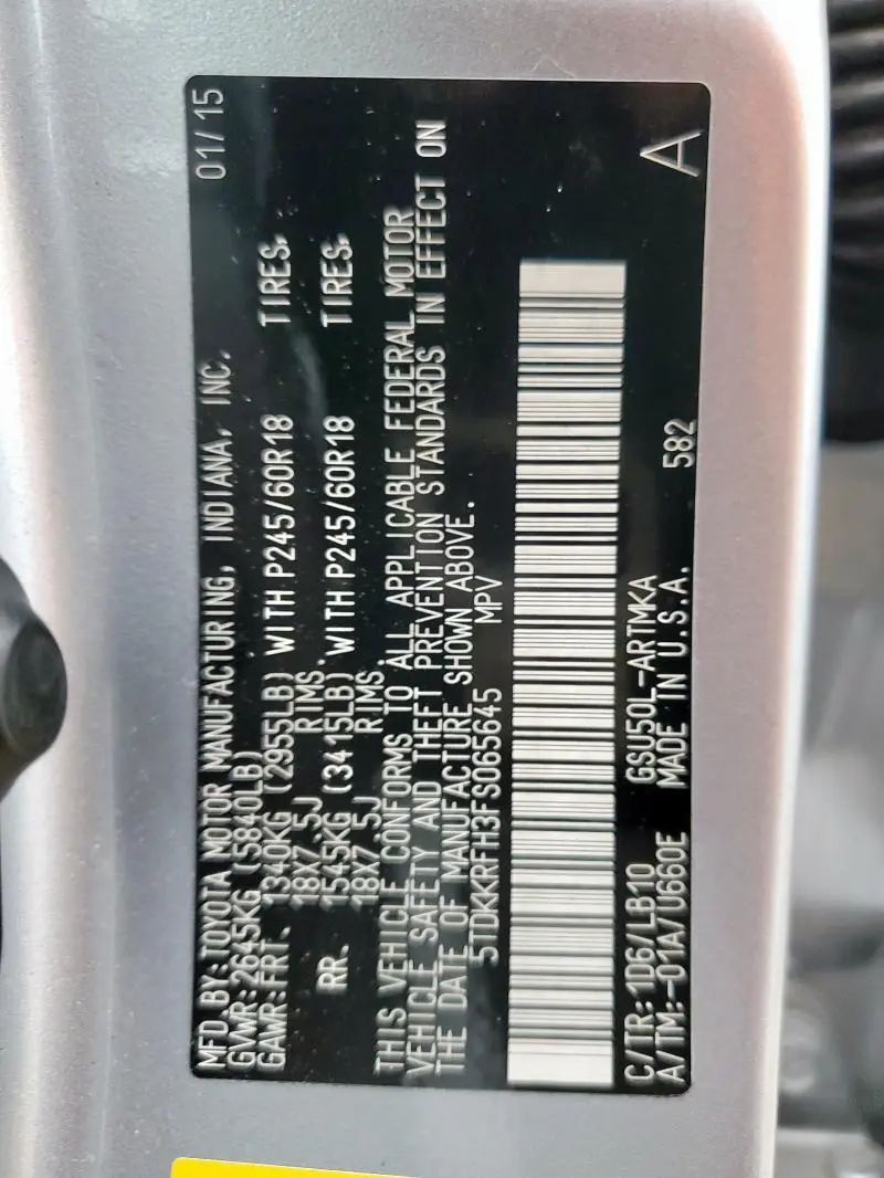 2015 TOYOTA HIGHLANDER XLE  