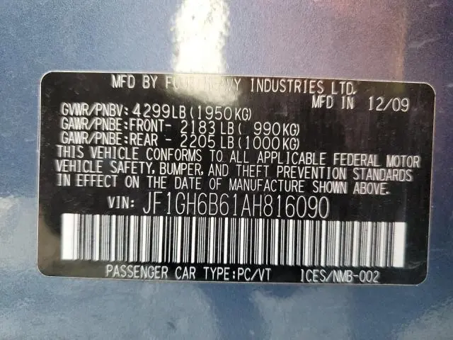 2010 SUBARU IMPREZA 2.5I PREMIUM  