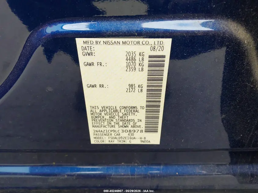 2020 NISSAN LEAF SV 40 KWH