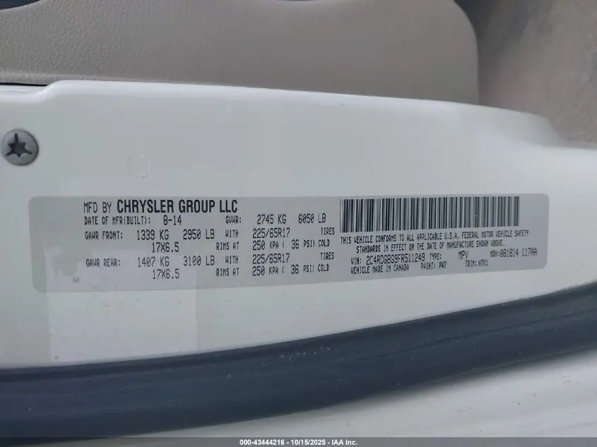 2015 DODGE GRAND CARAVAN SE