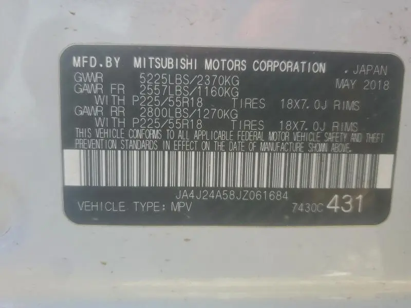 2018 MITSUBISHI OUTLANDER SE  