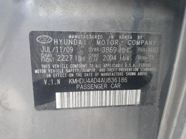 2010 HYUNDAI ELANTRA BLUE