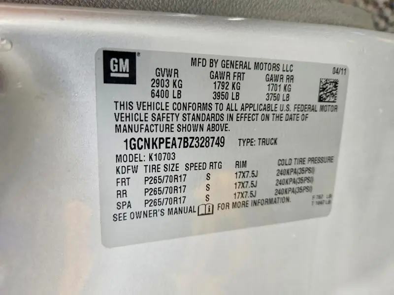 2011 CHEVROLET SILVERADO K1500  