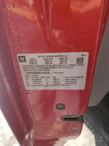 2012 CHEVROLET TRAVERSE LT  