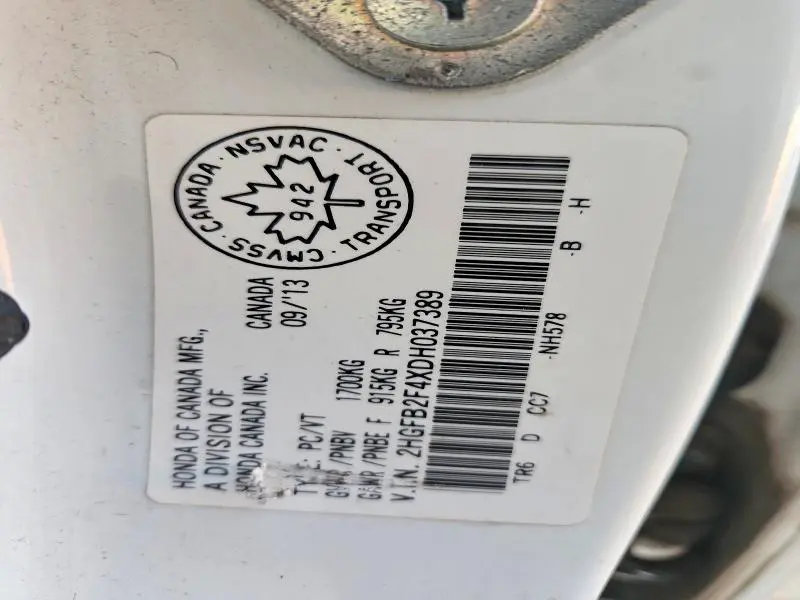2013 HONDA CIVIC LX  