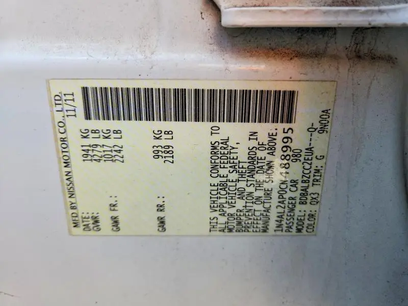 2012 NISSAN ALTIMA   
