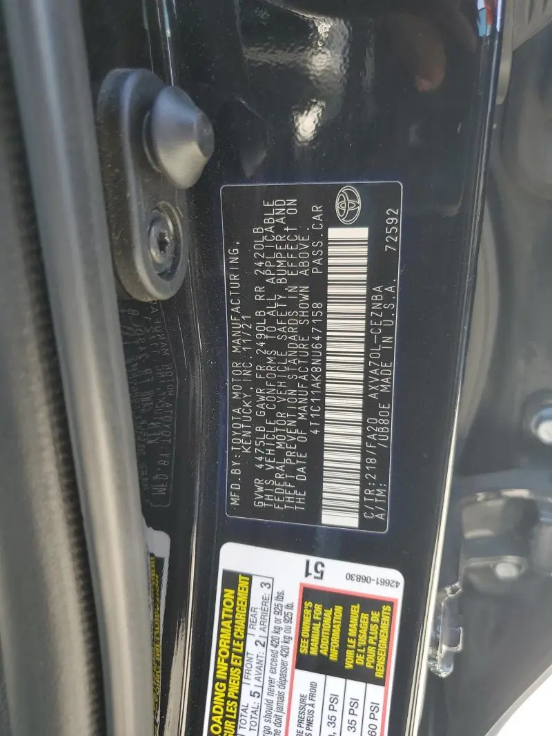 2022 TOYOTA CAMRY LE  