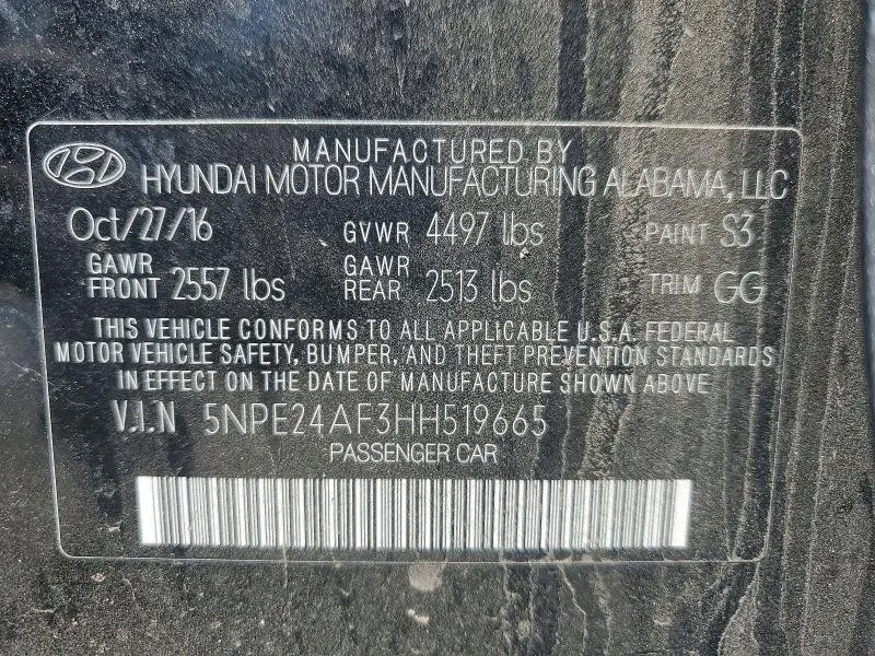 2017 HYUNDAI SONATA SE  