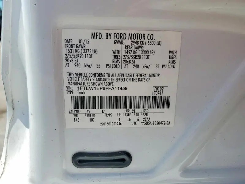 2015 FORD F150 SUPERCREW  