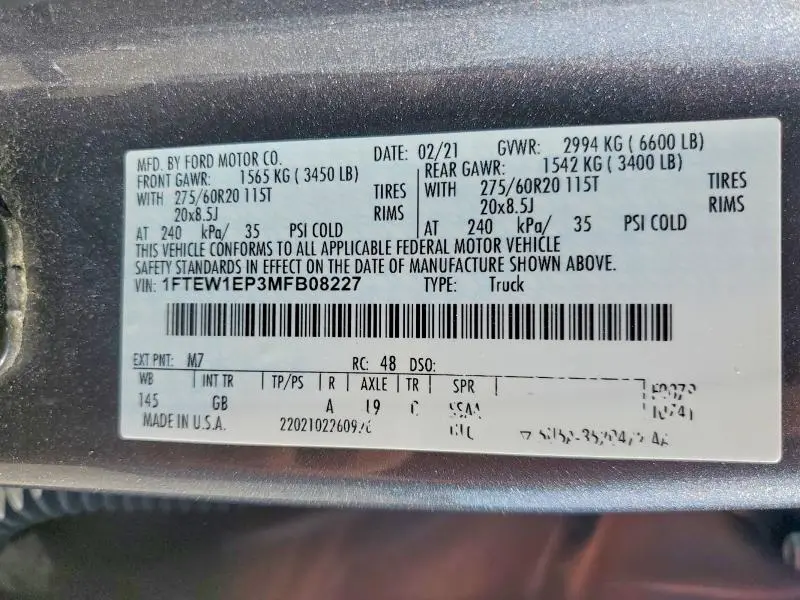 2021 FORD F150 SUPERCREW  