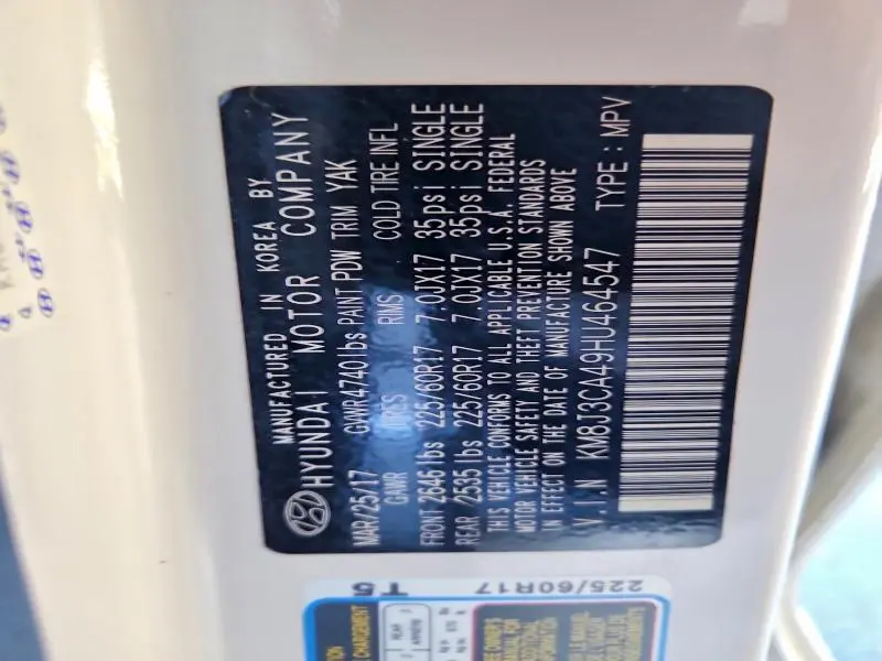 2017 HYUNDAI TUCSON SE PLUS  