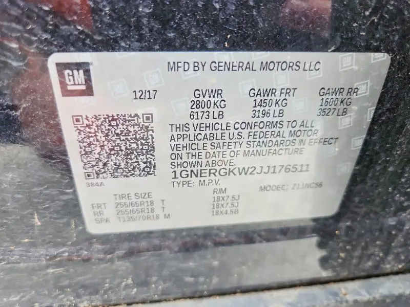 2018 CHEVROLET TRAVERSE LT  