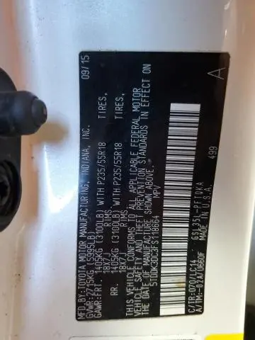 2015 TOYOTA SIENNA XLE  