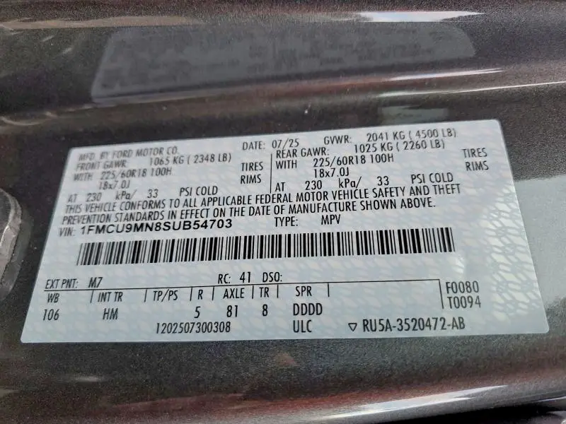 2025 FORD ESCAPE ST LINE  