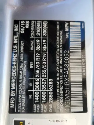 2015 MERCEDES-BENZ ML 350 4MATIC  