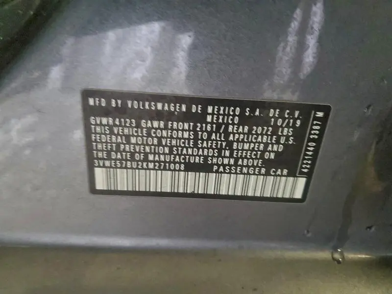 2019 VOLKSWAGEN JETTA SEL  