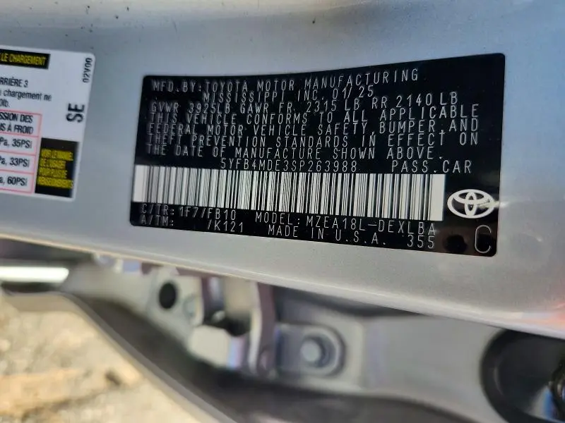 2025 TOYOTA COROLLA LE  