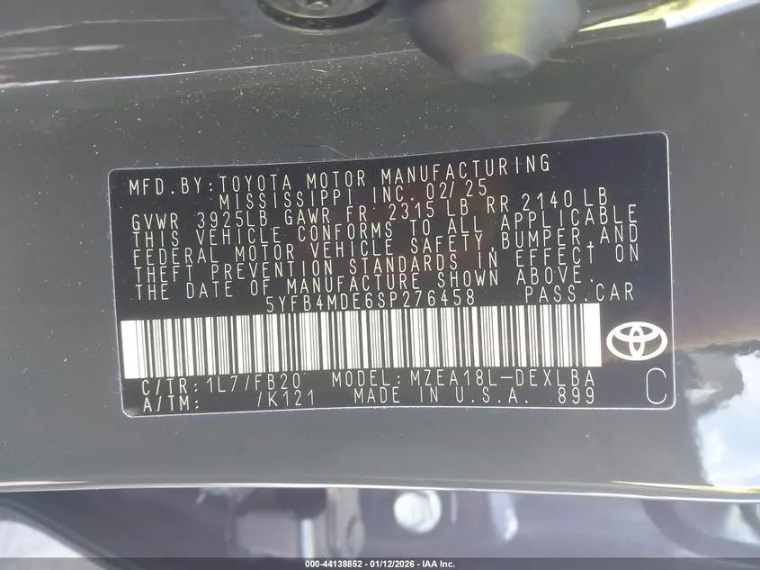 2025 TOYOTA COROLLA LE